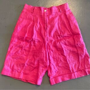 Vintage 90s Kavanaugh Clothing 100% Linen Pink High Waisted Mom Shorts 27” S